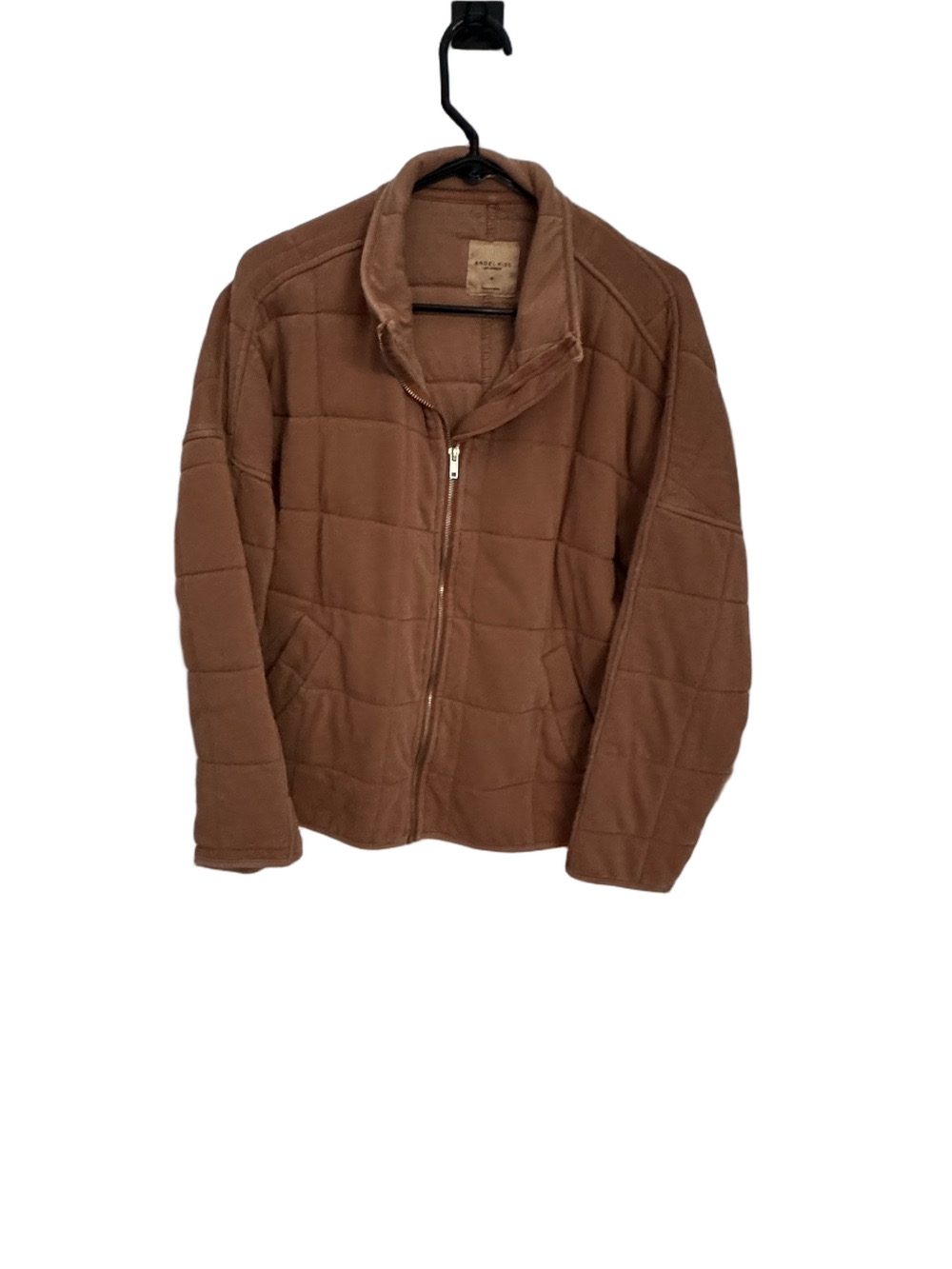 Angel Kiss Quilted Zip-Up Puffer Jacket in Brown